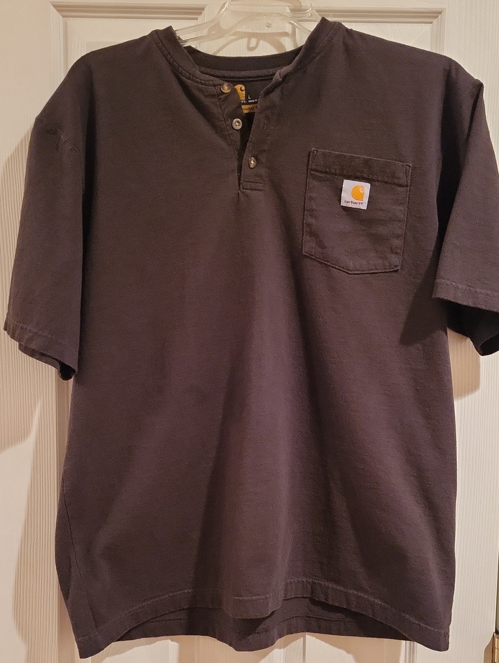 Carhartt K84 Men's Workwear Short-Sleeve Brown Henly Pocket T-Shirt Size L